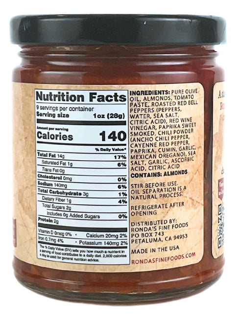 Romesco Dip, Spread, Topping & Sauce – Small-Batch Romesco with Almonds, Olive Oil, Red Peppers, & Tomato