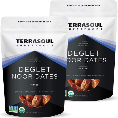 Terrasoul Superfoods Organic Deglet Dates, 4 Lbs (2 Pack) - Pitted |