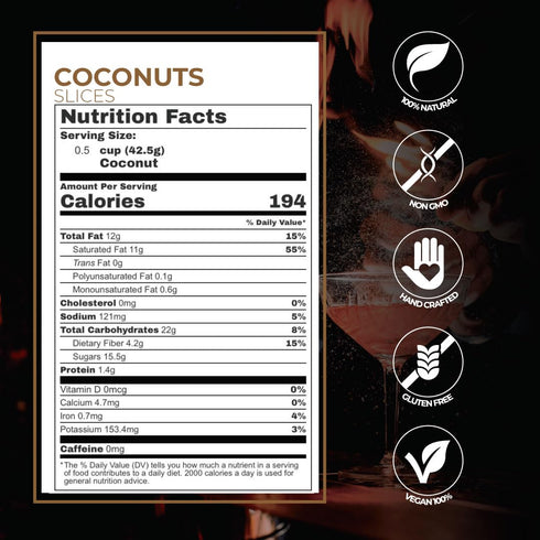 (16oz) Garnishes & Dreams Dehydrated & Dried Shredded Coconut Natural Tropical Flakes for Baking, Desserts, Cocktails