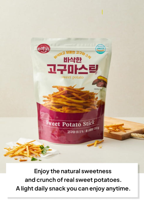 10.6 oz (300 Korean Food Eatus Sweet Potato Stick Crunchy Snack, Made with Real Sweet Potatoes, No Added Sugar