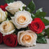 6 KaBloom - Red and white Roses with Vase - Fresh Flowers for Birthday, Valentine's & Mother's Day
