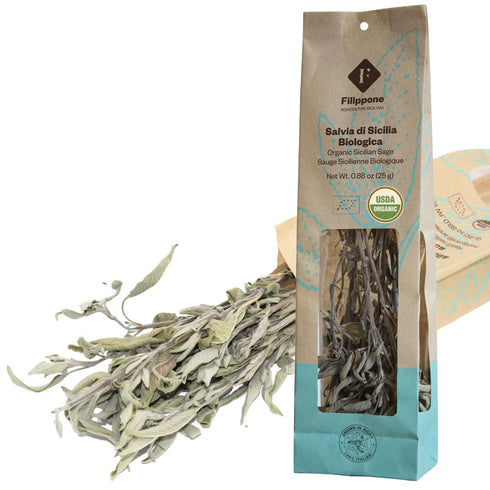 FILIPPONE - Organic Dried Sage, 25 g (0.88 oz) Dried, Fragrant Italian