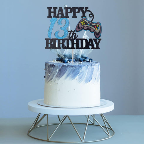 Happy 13th Birthday Video Game Cake Topper - Level 13 Unlocked for Boy's Birthday Decorations