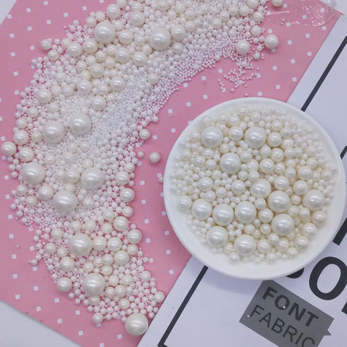 Edible White Sugar Pearls Candy Sprinkles, 120G Baking Cake Sprinkles for Cupcake and Cookie Decorations