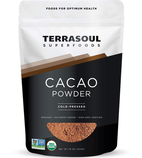 Terrasoul Superfoods Raw Organic Cacao Powder, 16 Oz, Rich Chocolate Goodness for