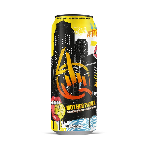 4Q Sparkling Sicilian Lemon Water Mother Pucker 6 Pack | Sparkling Lemon