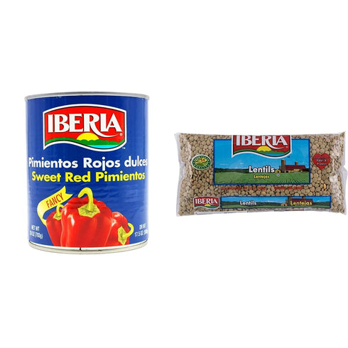 Iberia Sweet Red Pimientos 27.5 oz + Iberia Dry Lentils, 12 oz