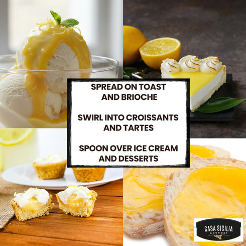 CASA SICILIA GOURMET 13.8 oz (390g), (Pack 1) CASA SICILIA LEMON CURD, Product of Sicily, Italy
