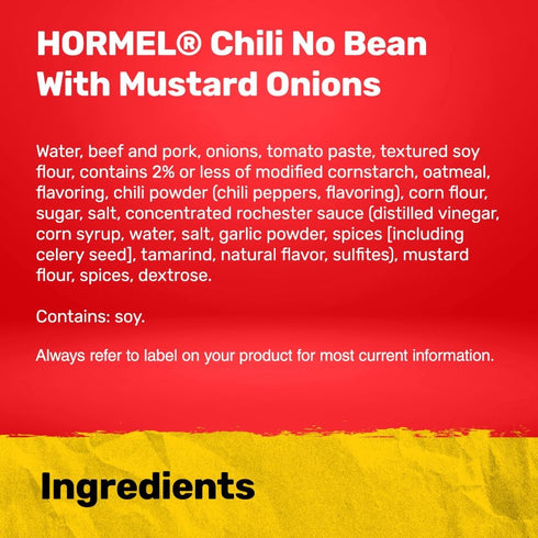 15 Oz, 12 Pack HORMEL Chili Coney Island Inspired No Bean, No Artificial Ingredients