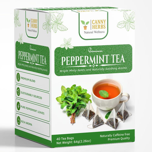 40 Canny Herbs Peppermint Tea, Mint Tea Bags Teabags, Herbal, Mint Leaves, Caffeine-free, Digestive and Calm Support