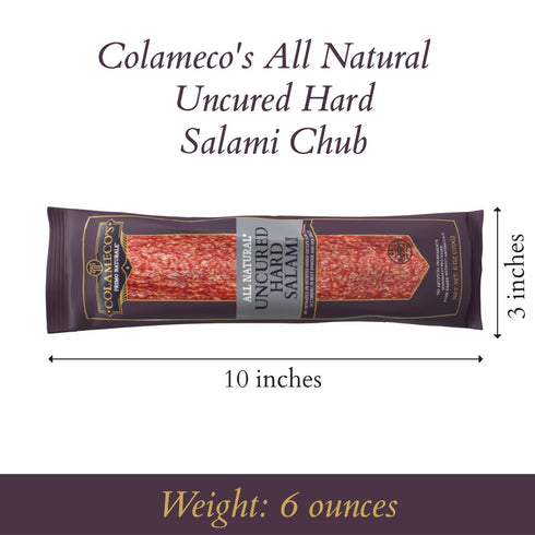 6 oz (Pack 3, Colameco's All Natural Uncured Salami Chub - Authentic Italian Flavor, Humanely Raised - Gluten-Free