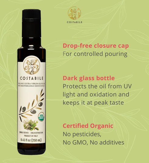 Herbed Olive Oil - Extra Virgin Tuscan Herb Olive Oil from Italy - Perfect for Infused Mediterranean Seasoning and Herb