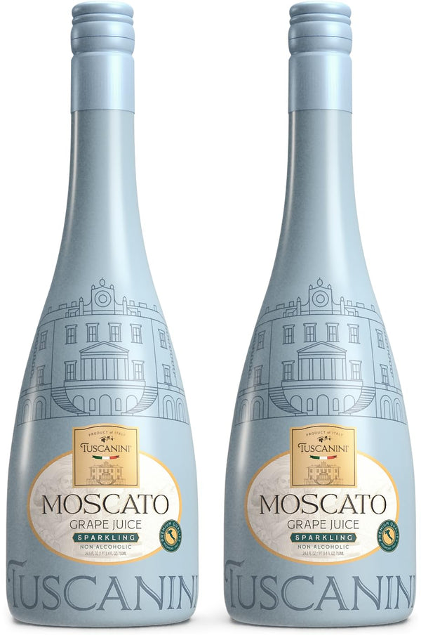 Tuscanini Sparkling Moscato Grape Juice, 25.3oz (2 Pack) | Non Alcoholic Italian