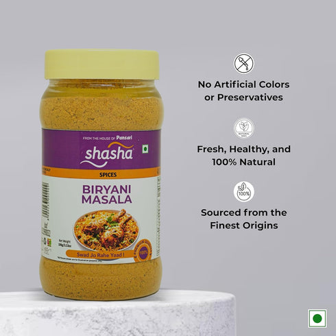 3.52 oz (100g) SHASHA Indian Biryani Masala Spice Mix Authentic Desi Seasoning for Chicken, Meat & Layered Rice Medium
