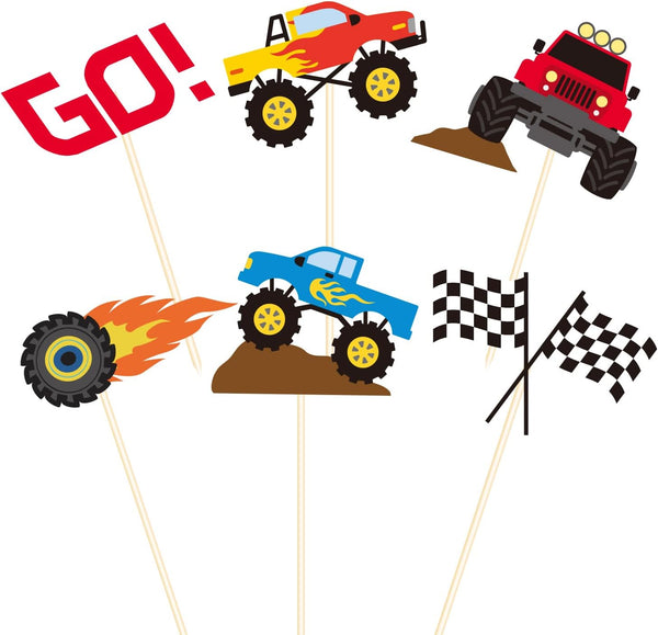 48 Pieces Monster Truck Blaze Car Cupcake Toppers, Cute Baby Shower Birthday Party Supplies