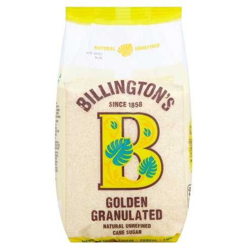 Billington's Natural Golden Granulated Unrefined Cane Sugar (1Kg) - Pack of 2