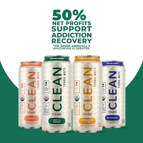 Pack (15.5oz 12-Pack 4 160mg NEW! CLEAN Cause Variety Organic Yerba Mate Tea cans, Case, flavors) Non-Carbonated