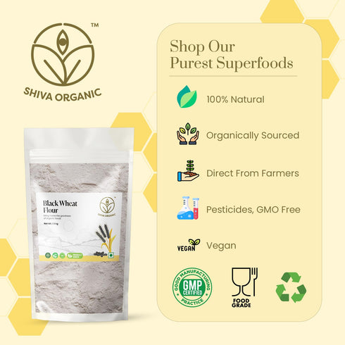 1.5 Shiva Organic Black Wheat Atta - kg | High Fiber, Low Gluten Ancient Grain with Abundant Bran