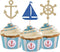 24 Pcs Nautical Theme Glitter Cupcake Picks, Cupcake Toppers for Decoration Party Favors