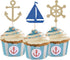 24 Pcs Nautical Theme Glitter Cupcake Picks, Cupcake Toppers for Decoration Party Favors