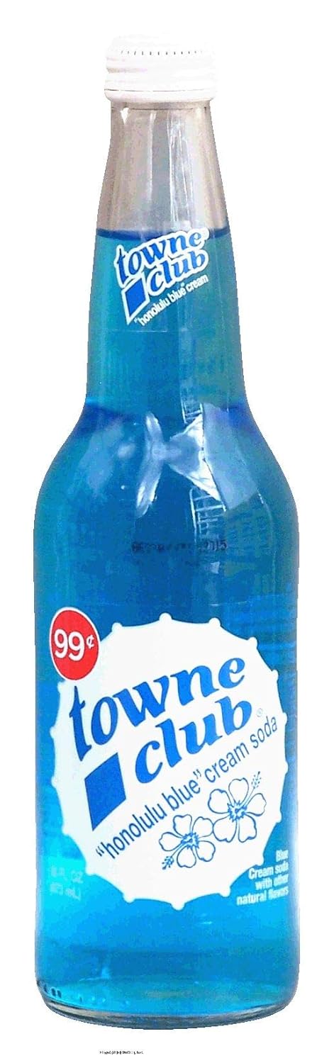 Towne Club honolulu blue cream soda with other natural flavors 16 fl oz Glass