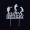 Glitter Happy Birthday Cake Toppers - Silver Birthday Party Decoration Supplies with Happy Birthday Cake Bunting