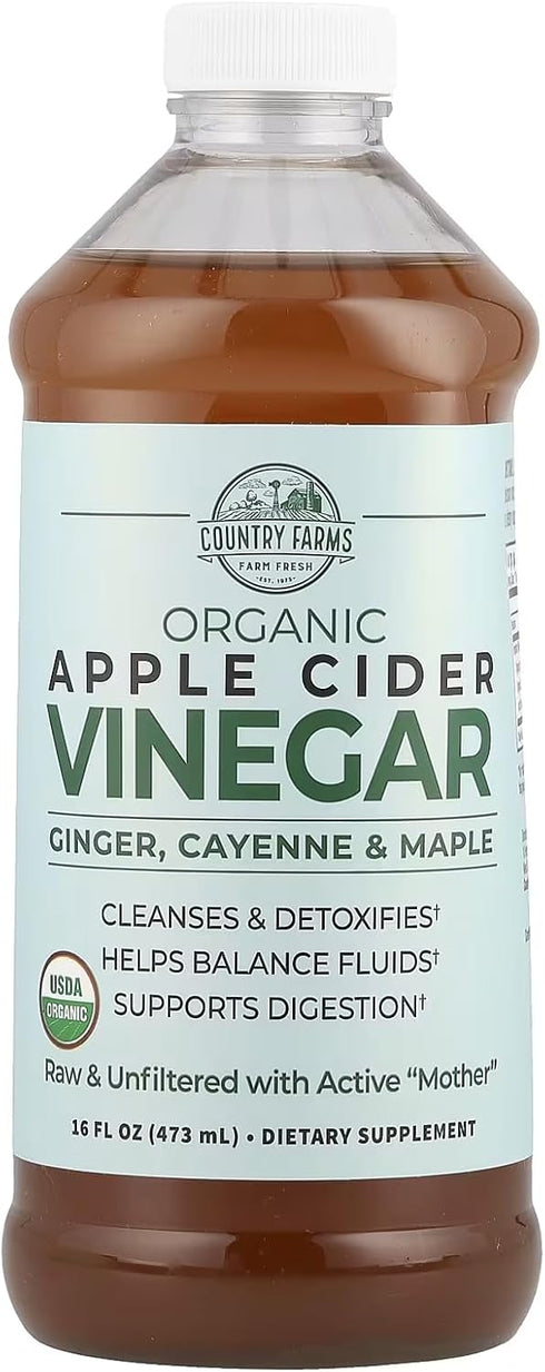 Country Farms Organic Apple Cider Vinegar Tonic, Cleanses and Detoxifies, Helps Balance