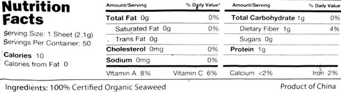 RAWFOOD Raw Organic Nori Sheets 50 qty Pack - Certified Vegan, Kosher Sushi Wrap Papers, Premium Dried