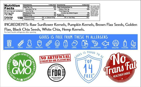7 4 lbs. 14 Gerbs Super Seed Snack Mix | Raw, No Artificial Additives, Resealable Bag | Crunchy Pumpkin, Sunflower
