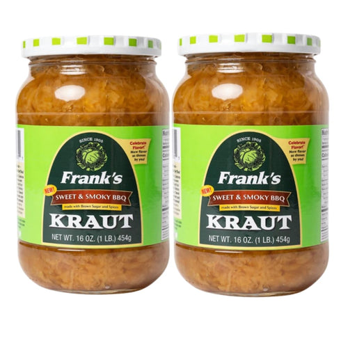 Franks Kraut Sweet & Smokey BBQ Kraut, 16oz Jar, 2 pack Sweet,
