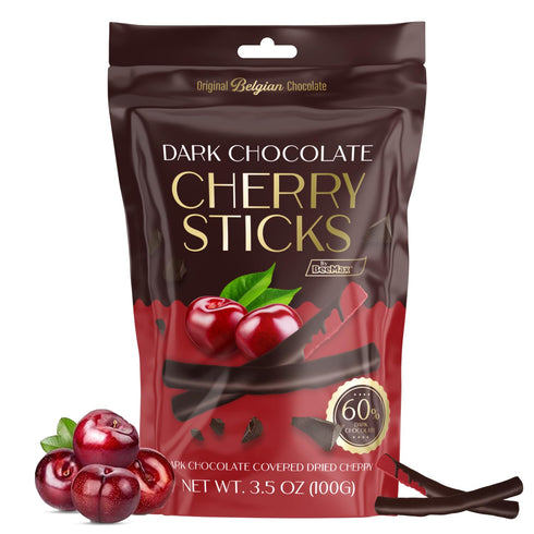 BeeMax Dark Chocolate Covered Dried Cherry Sticks - 3.5 oz Resealable Pouch