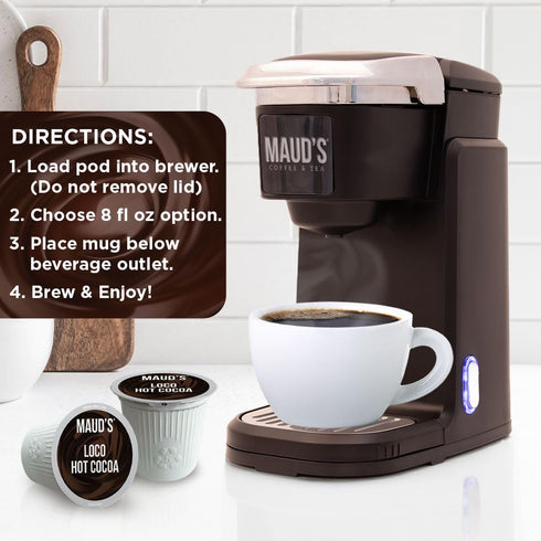 50 Maud's Dark Hot Chocolate Pods, ct, Single Serve Pods, Compatible with Keurig K Cups Maker