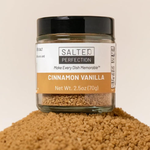 Salted Perfection 2.5 Cinnamon Vanilla Flavored Gourmet Finishing Salt - Fine Salt Flakes Natural Flavored Sea Salt
