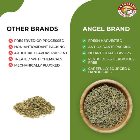 0.75 oz Angel Brand Rosemary Leaves Bottle Dried Rosemary Herb for Cooking, Seasoning, and Aromatic Infusions.