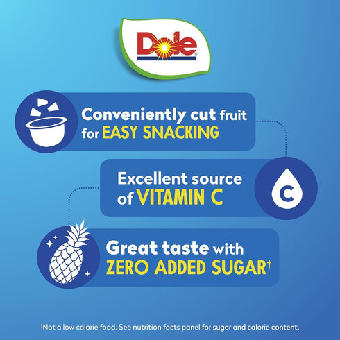 4 oz 12 Pack Dole Pineapple Tidbits with No Sugar Added - Dole Fruit Bowls Snacks - Fruit Bowls