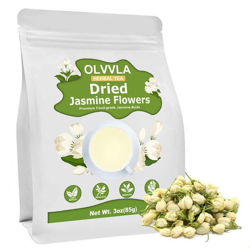 Olvvla - Dried Jasmine Flowers - 3oz/85g, 100% Natural Jasmine Tea Edible Flowers, Pure Jasmine Buds Loose Leaf Herbs