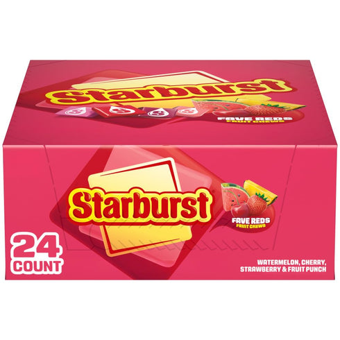 by Starburst STARBURST FaveREDS Chewy Candy Bulk Pack, 24 Full Size Packs, Red Candy