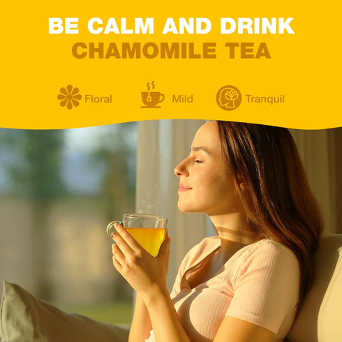 (100 HANDPICK, Organic Chamomile Tea Bags Herbal Tea Bags) Caffeine Free| Premium Floral Chamomile Herbal Tea
