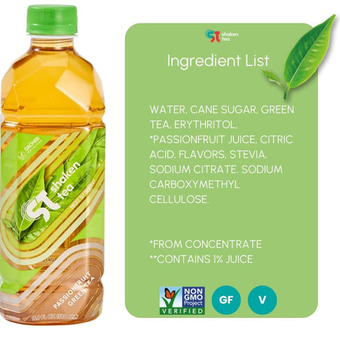 (12 Pack) 16.9 Oz Shaken Passionfruit Green Tea Premium Ready-to-Drink Asian Iced Tea Real Leaf Brewed Non-GMO