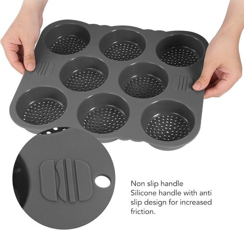 8 29.8x25.5x3cm Hamburger Bun Silicone Cavity Heat Non Stick Easy Release Hamburger Bread Bakery Pan for Home Baking