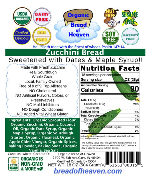 Organic Bread of Heaven 2 ~ Zucchini Bread loaves~ USDA Organic
