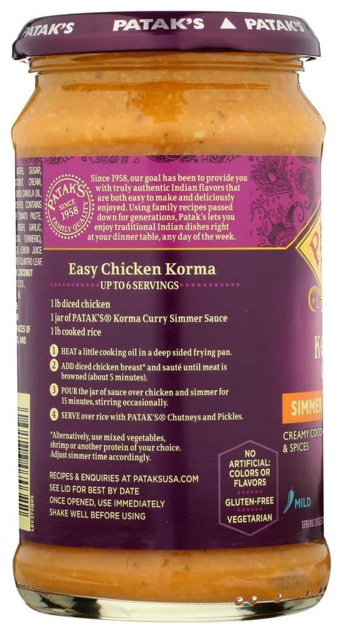 15 oz Patak's Korma Curry Cooking Sauce Mild