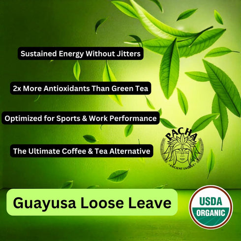 32oz (2LB) 66mg Pacha Ancient Energy Guayusa Tea - | Organic Loose Leaf Tea | Traditional Guayusa Loose Leaf | Caffeine