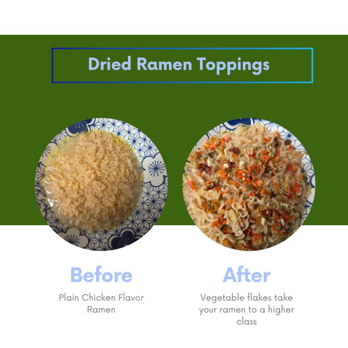 Package 8 High Class Grass Ramen Care with Toppings, Instant Noodles with Dehydrated Vegetable Flakes