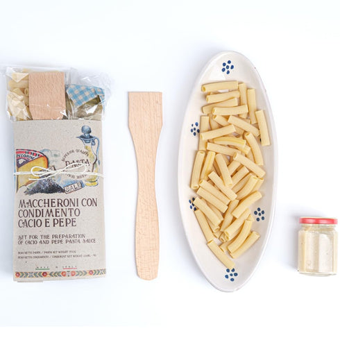 Set, Packaging, ARTIGIANI DEI SAPORI - Pasta Gourmet Gift Macaroni with Cacio Cheese and Black Pepper Sauce in Deluxe