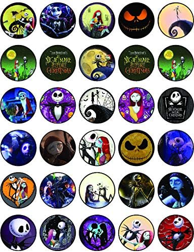 30 x Edible Cupcake Toppers, The Night Before Christmas Themed Collection of Edible Cake Decorations, Uncut Wafer Sheet.