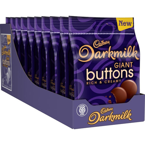 Cadbury Darkmilk Giant Buttons Rich & Creamy 90g Bag- (Pack of 10)