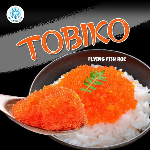 Frozen (50g Orange Genki Tobiko Caviar Premium Flying Fish Roe from Taiwan Glass Jar), Naturally Vibrant Crunch