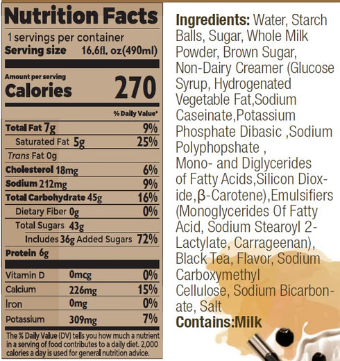 (Pack 12) (16.6oz/can). of INOTEA Bubble Tea Brown Sugar Flavor. Ready to Drink in a Can Black Milk Tea with Boba.