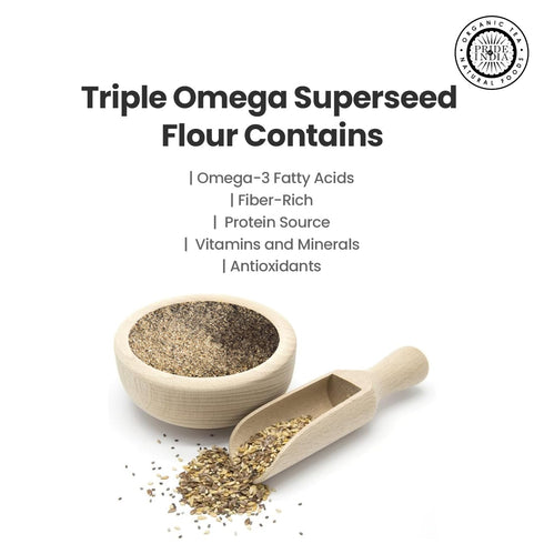 1 lbs (454 Pride of India- Triple Omega Superseed Flour gm) Nutty Earthy Taste Milled in Small Batches | Chia Flax